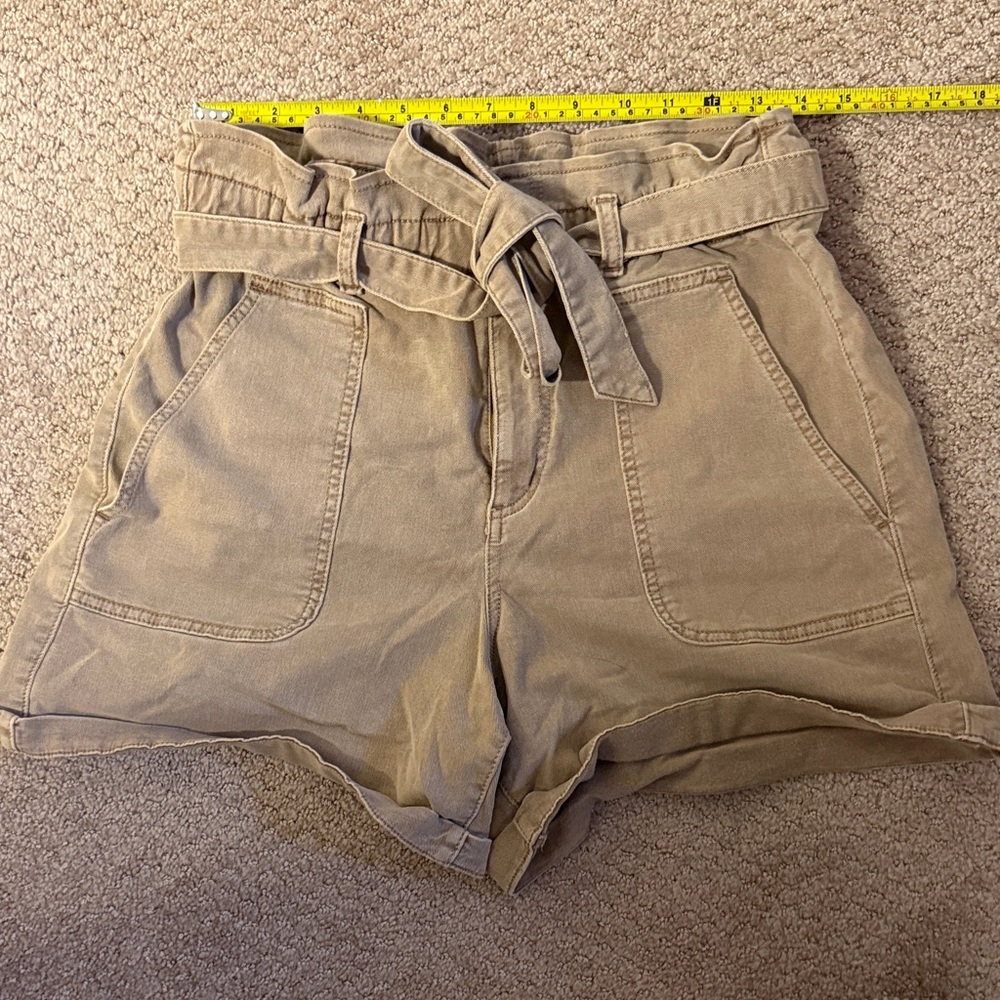 LOFT High Waist Tan Shorts - Picture 2 of 4